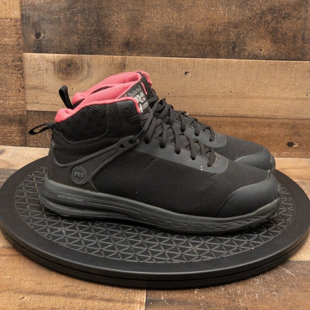 TIMBERLAND PRO DRIVE TRAIN MID COMPOSITE TOE WOMENS BOOTS BLACK PINK SIZE 9 - Picture 9 of 9